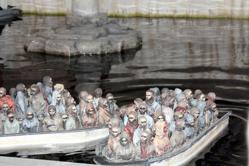 Bansky Dismaland migrant boats attraction.