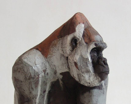 Nicola Theakston, 'Red Capped Mangabey' Coil construction in terracotta. 2015. SOLD.