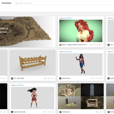 Screenshot example of  Sketchfab main screen